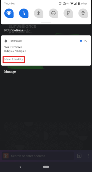 Nueva identidad en el Navegador Tor para Android
