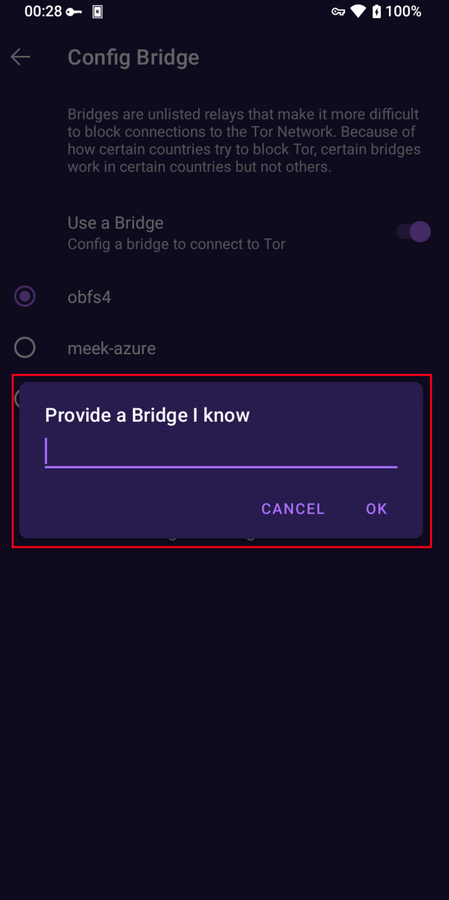 Cung cấp các địa chỉ cầu Bridge trên trình duyệt Tor Browser cho Android